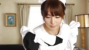 Japanese maid finger fucking her lovely cunt