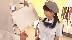Alluring Asuka Hoshino in school uniform sucks cock