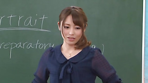 Cute teacher of Art Ayu Sakurai seduces handsome students