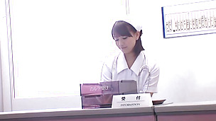 Naughty nurse Minami Hatsukawa gives a handjob and sucks dick on pov