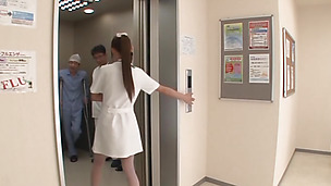 Frisky Asian nurse Airi Kijima gets multiple cumshots on her face