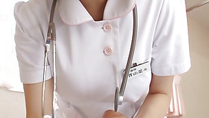 Busty nurse Anan Aoyama enjoys pussy stimulation
